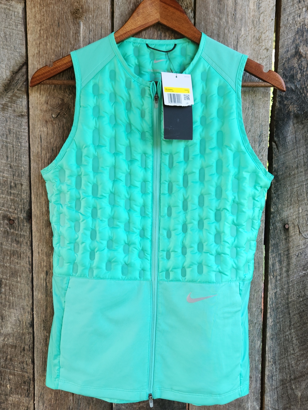 NWT Nike Therma-fit ADV Running Vest Down Fill Packable Zip Front Green Womens S
